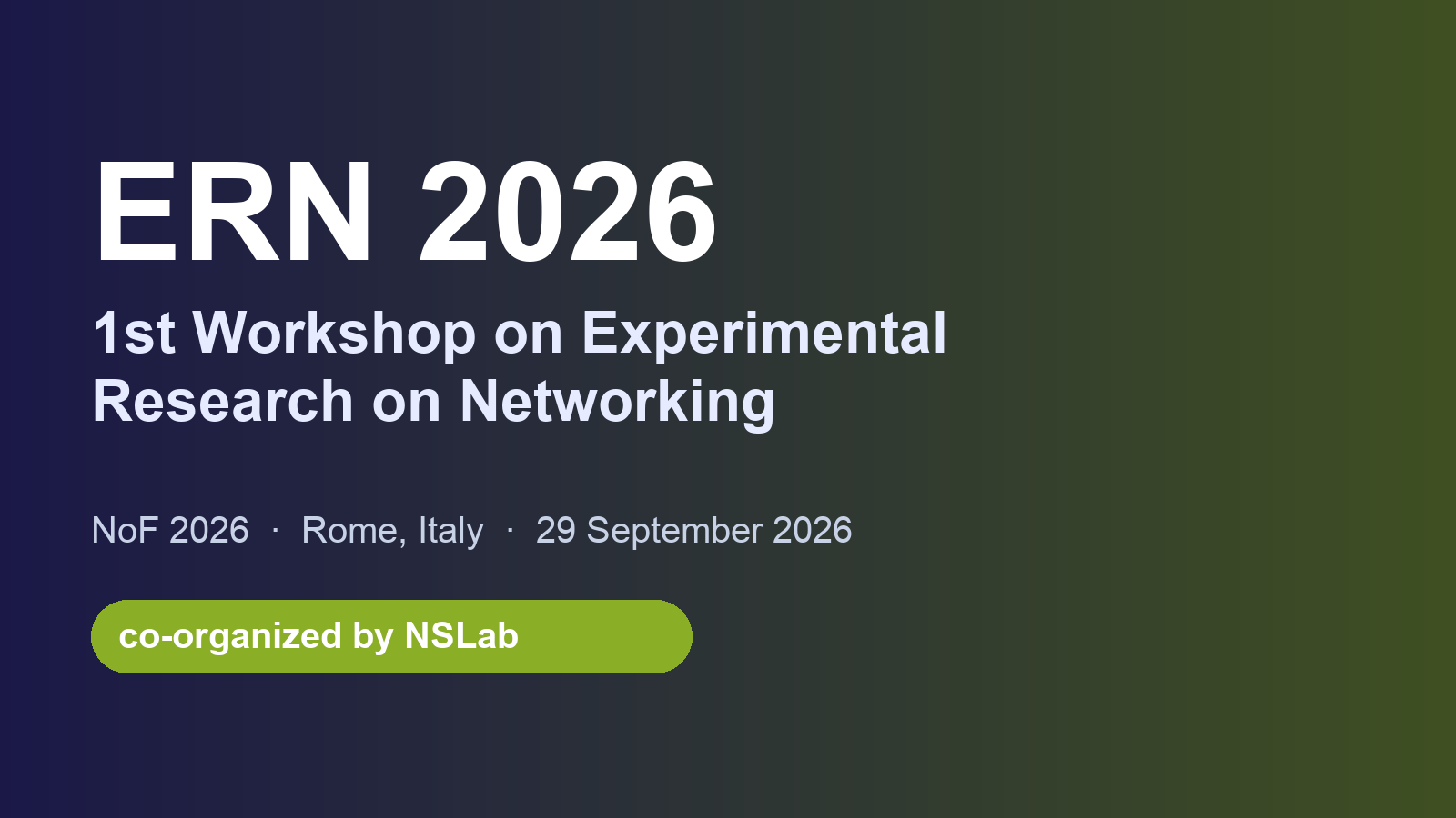 NSLab co-organizes ERN 2026, the 1st Workshop on Experimental Research on Networking