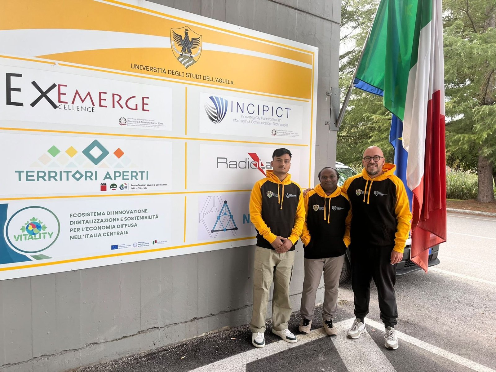 Ashish Saranshi, Koteswararao Kondepu and Andrea Marotta at the University of L'Aquila